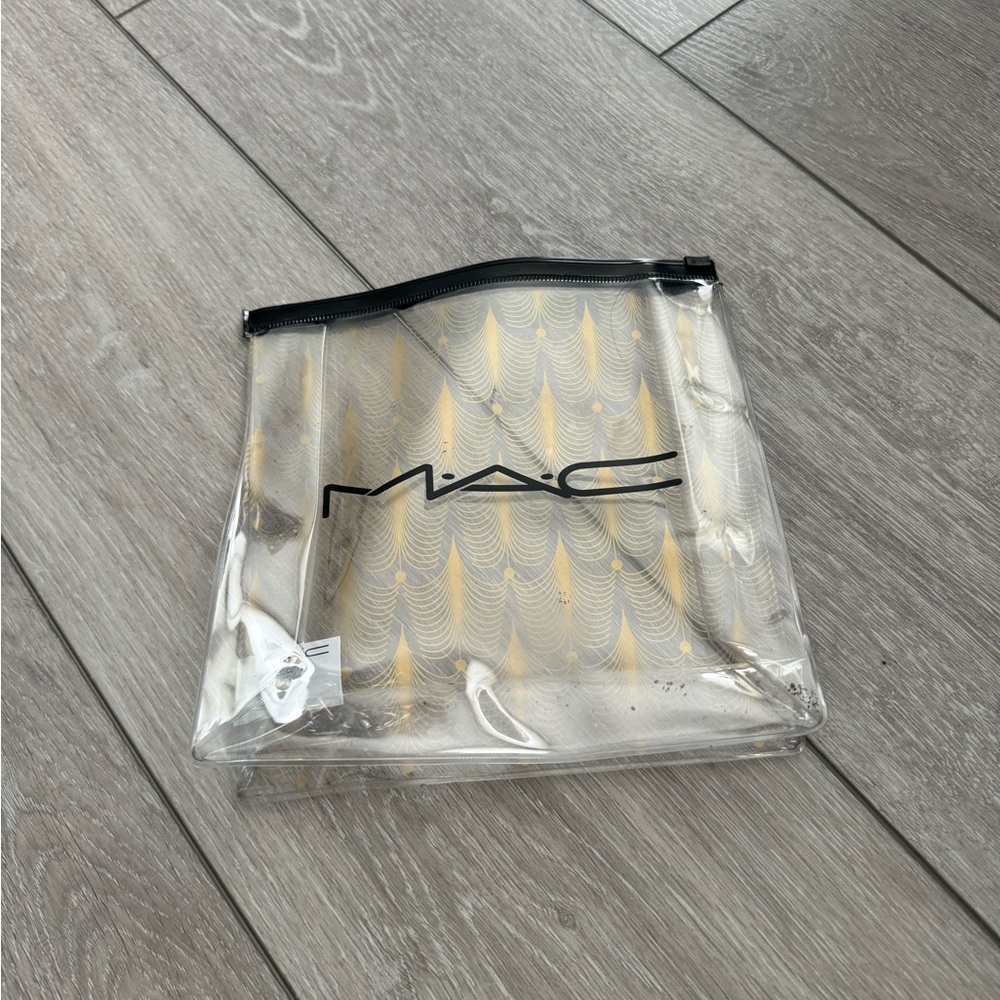 MAC Cosmetics Clear and Gold Accessory Bag